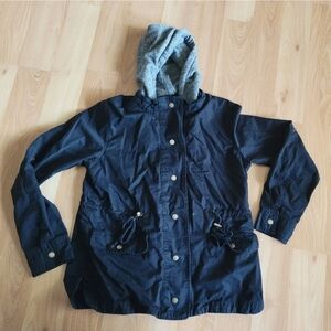 ACTIVE USA-double layer trench jacket size medium black & grey hood Like New